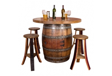 Wine Barrel Round Top Table Set: Cabinet Base