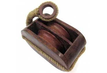 Wooden Pulley Block Tackle Double Wheel