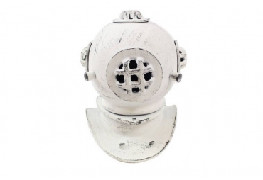 Aged White Cast Iron Decorative Divers Helmet 9"