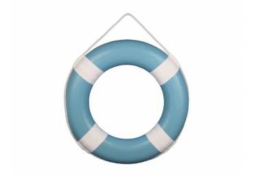 Light Blue Painted Decorative Lifering with White Bands 20"