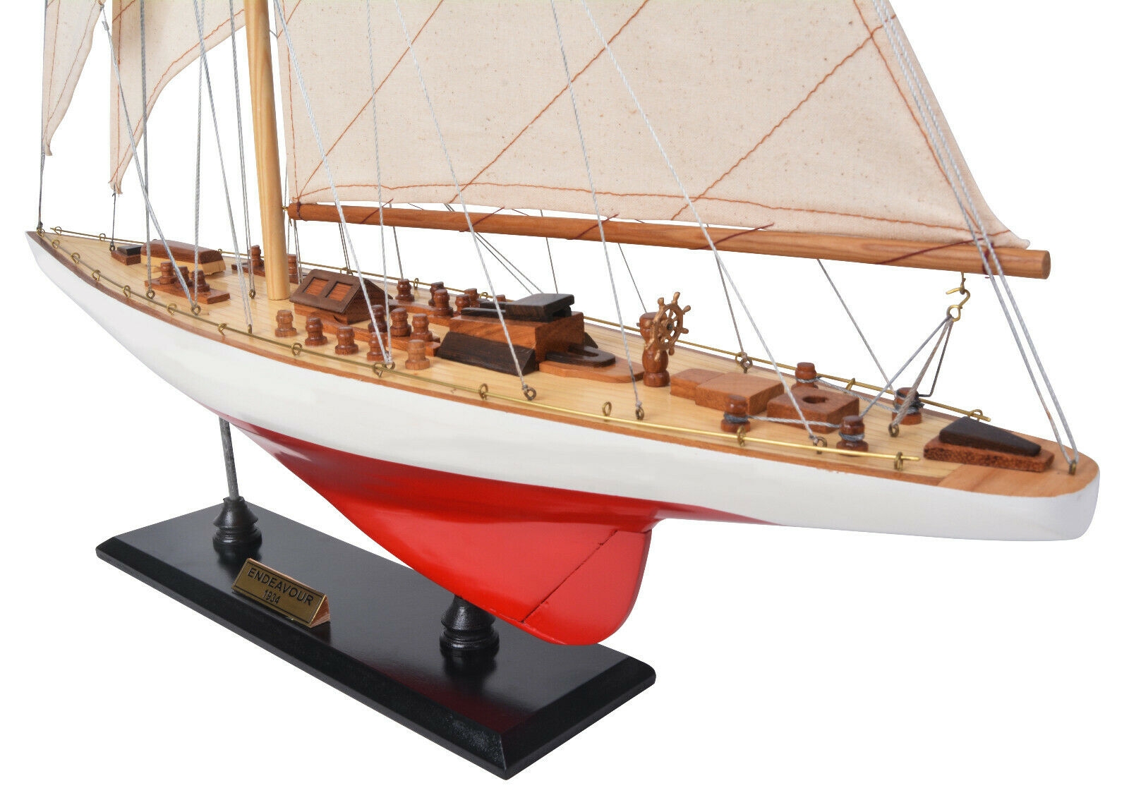 America's Cup Endeavor Yacht Wood Model Sailboat J Boat 24" 