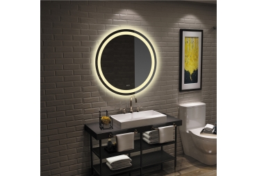 Round-Shaped LED Mirror with Defogger Button