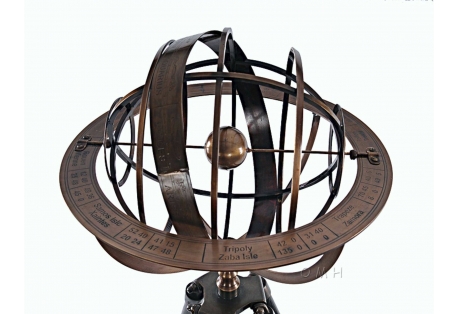 Brass Armillary with wood stand 