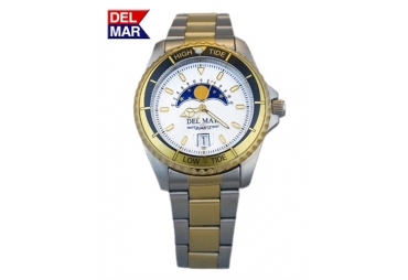 Nautical Analog Tide Watch Two Tone White