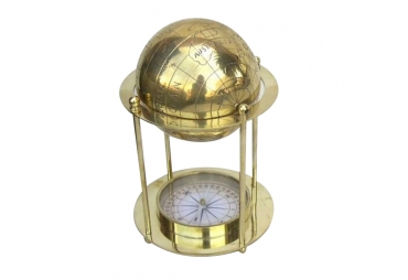 Brass Globe Standing Compass 8"