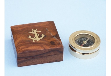 Brass Paperweight Compass 3"