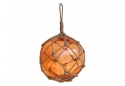 Orange Japanese Glass Ball Fishing Float With Brown Netting Decoration 12"