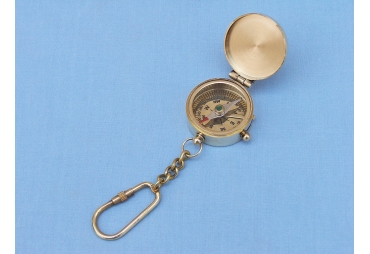 Brass Compass w/Lid Key Chain