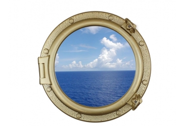 Gold Finish Decorative Ship Porthole Window 20"