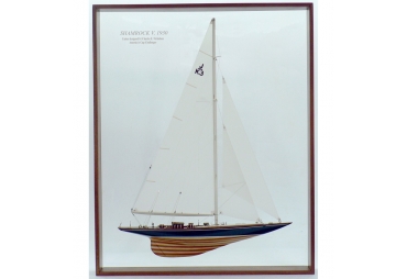 America's Cup Shamrock V 1930 in Wooden Frame