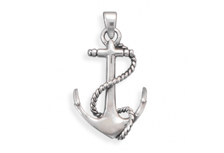 Oxidized Anchor Pendant