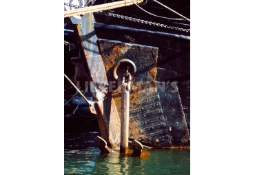 Anchor of a Tall ship in Douarnenez harbor, Finistere, Brittany, France