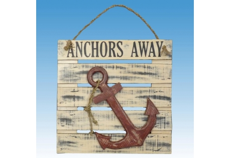 Wooden Anchors Away Wall Plaque 20"