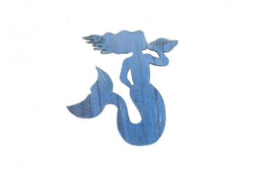 Wooden Rustic Dark Blue Wall Mounted Mermaid Decoration 25"