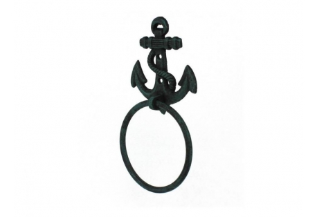 Seaworn Blue Cast Iron Anchor Towel Holder 8.5"