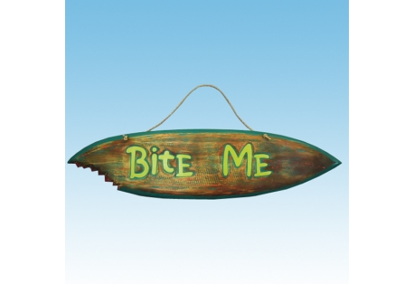 Wooden Bite Me Surfboard Sign 40"