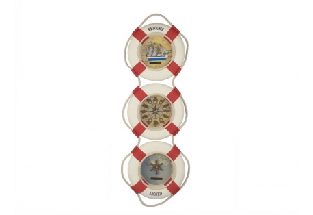 Red Triple Decorative Lifering Welcome Aboard Clock 25"