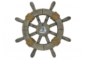 Decorative Rustic Ship Wheel With Sailboat 12"