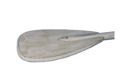 Wooden Rustic Whitewashed Decorative Rowing Boat Paddle with Hooks 36"