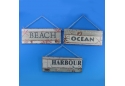 Wooden Ocean Beach And Harbour Sign 16" - Set of 3