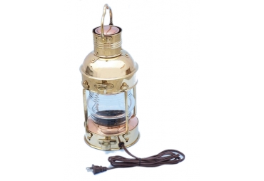 Solid Brass Anchor Electric Lantern 15"