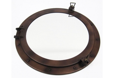 Antique Finish Iron Ship's Porthole Mirror 21"