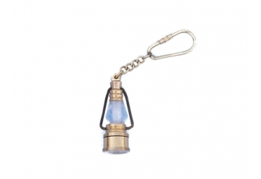 Solid Brass Hurricane Lantern Keychain 5"