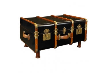 Stateroom Steamer Travel Trunk Coffee Table Antiqued Black Authentic Models