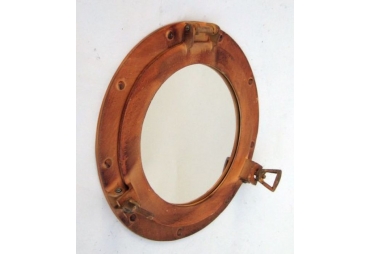 Antiqued Rustic Porthole Mirror 11"