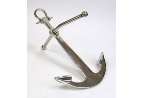 Aluminum Ship Anchor with Lever Crossbar - Chrome Finish