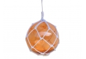 Orange Japanese Glass Ball Fishing Float With White Netting Decoration 12"