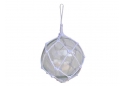 Clear Japanese Glass Ball Fishing Float With White Netting Decoration 12" 