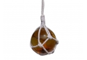 Amber Japanese Glass Ball Fishing Float With White Netting Decoration 2"