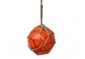 Orange Japanese Glass Ball Fishing Float With Brown Netting Decoration 4"