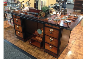 Captain's Office Desk Black Wooden Nautical Maritime Furniture