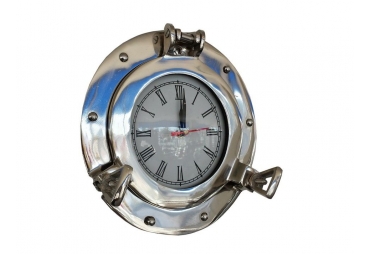 Chrome Decorative Ship Porthole Clock 8"