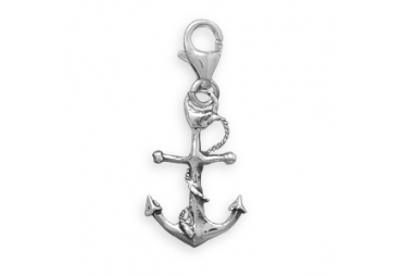 Oxidized Anchor Charm with Lobster Clasp