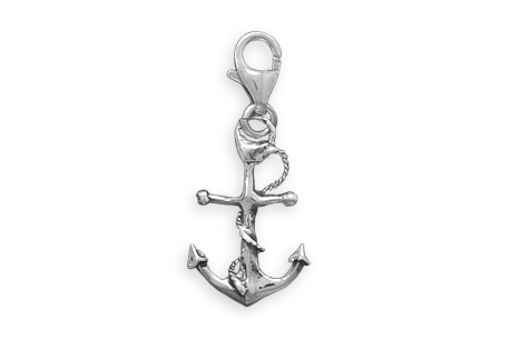 Oxidized Anchor Charm with Lobster Clasp