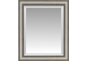 Decorative Antique Silver with Raised Mahogany Edges Beveled Wall Mirror 