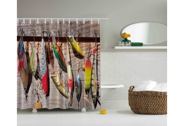  Fishing Lures and Hooks Shower Curtain 