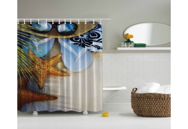 Tropical Beach Themed Shower Curtain 