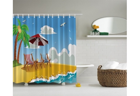 Beach Theme Shower Curtain 