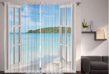 Ocean View Living Room/Bedroom 2 Panel Curtain 