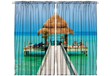 Tropical Island Curtain Panel Set Window Decor 