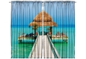 Tropical Island Curtain Panel Set Window Decor 