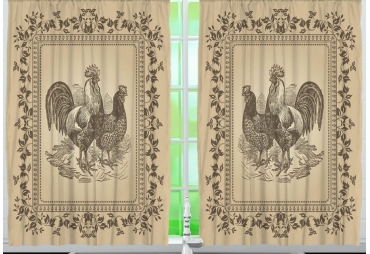 Rooster Kitchen Curtain Panel Set