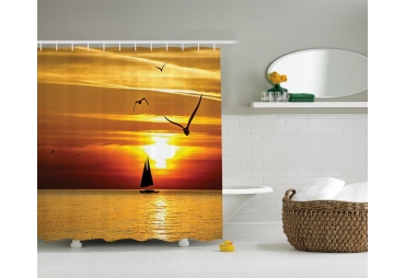 Sunset Sailboat Shower Curtain 