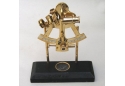 Brass Sextant on Wooden Base with Compass