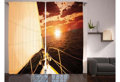 Sailboat at Sea Curtain Panel Set 