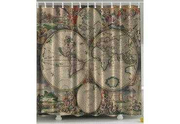 Vintage  World Map Shower Curtain 